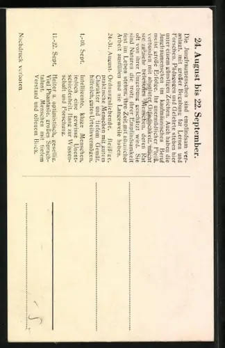 AK junge Frau pflückt Blumen im Licht der Sterne, Sternzeichen Jungfrau