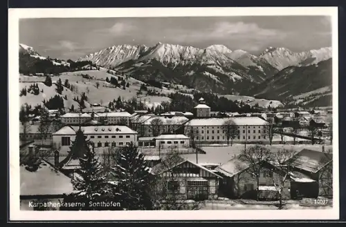 AK Sonthofen, Blick auf die Karpathenkaserne im Winter