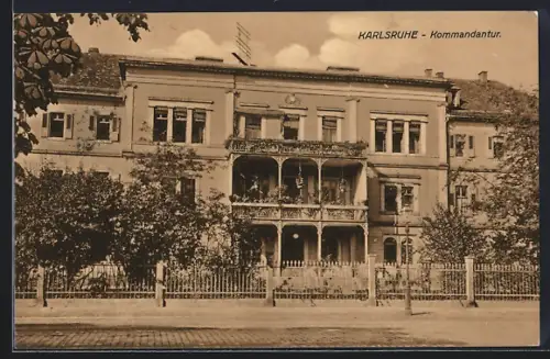 AK Karlsruhe, Kommandantur, von der Strasse gesehen