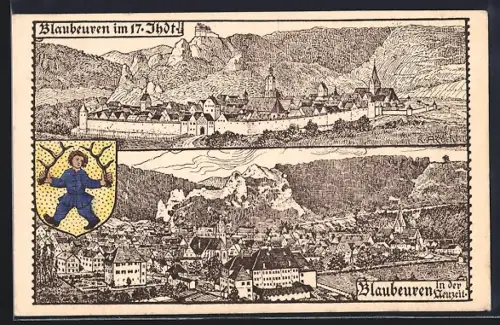 AK Blaubeuren, Gesamtansicht im 17. Jh. und in der Neuzeit