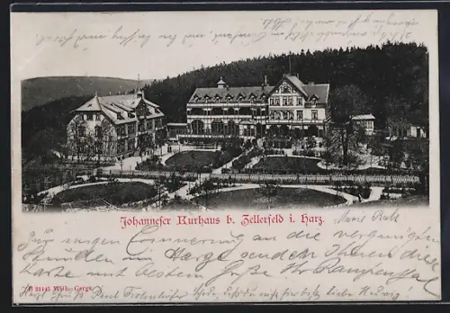AK Zellerfeld i. Harz, Johanneser Kurhaus mit Anlagen aus der Vogelschau