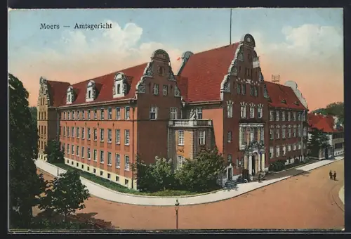 AK Moers, Amtsgericht mit Strasse aus der Vogelschau