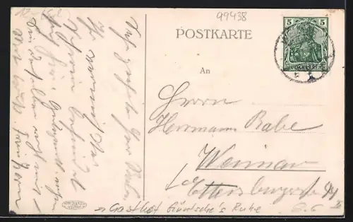 AK Buchfart, Ortsansicht vom Schlossberg, Gasthof Güntsches Ruhe