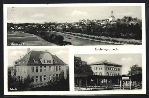 AK Kaufering, Bahnhof, Schule, Totalansicht