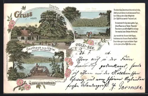 Lithographie Uglei-See, Gasthaus zum Uglei, Inh. August Holzbach
