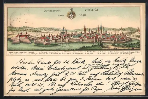 Künstler-AK Osnabrück, Die Stadt im Jahre 1648