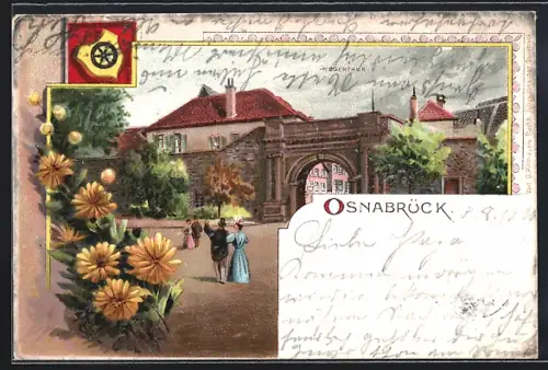 Lithographie Osnabrück, Blick auf das Hegerthor