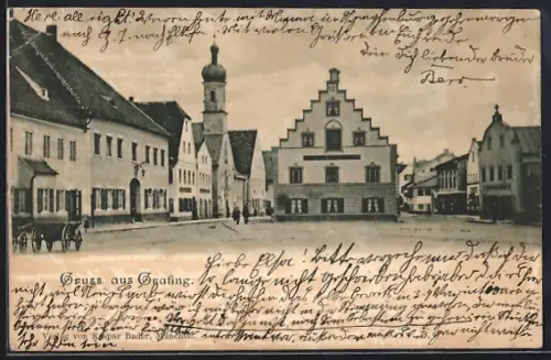 AK Grafing, Marktplatz mit Rathaus