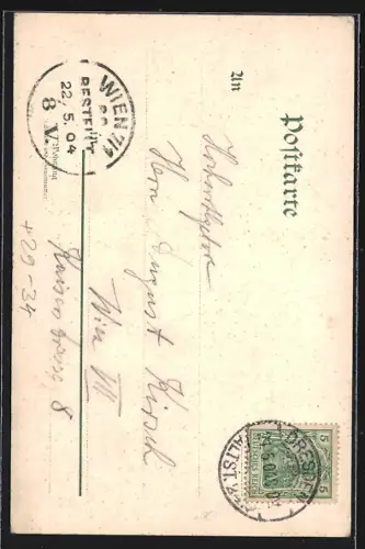 Passepartout-Lithographie Dresden, Kgl. Schloss, Georgenthor, Belvedere, Zwinger, Eichenblatt