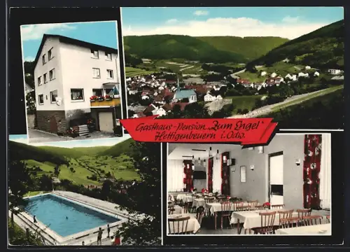 AK Hettigenbeuren, Gasthaus-Pension Zum Engel, Ortsansicht