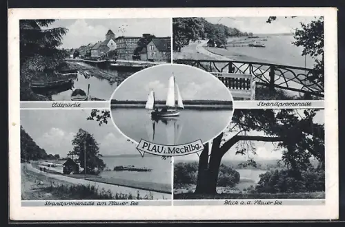 AK Plau i. Mecklbg., Eldepartie, Strandpromenade