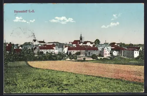 AK Hermsdorf S.A., Gesamtansicht mit Kirchturm