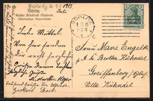 AK Görlitz, kaiser Friedrich-Museum, in der Oberlausitzer Bauernstube