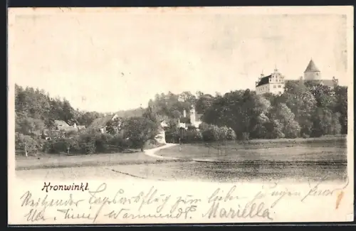 AK Kronwinkl, Schloss mit Landstrasse, Panorama