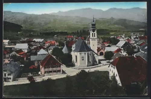 AK Sonthofen, Totalansicht mir Kirche aus der Vogelschau