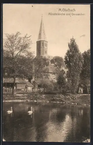 AK M. Gladbach, Münsterkirche und Geroweiher