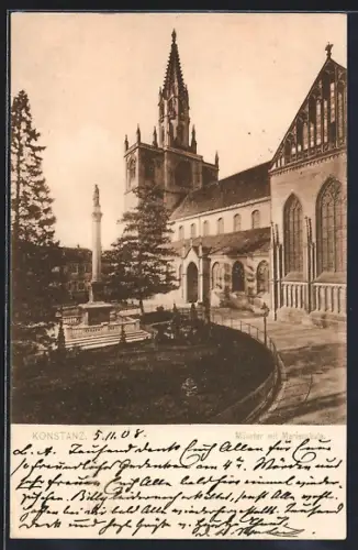 AK Konstanz, Münster mit Mariensäule