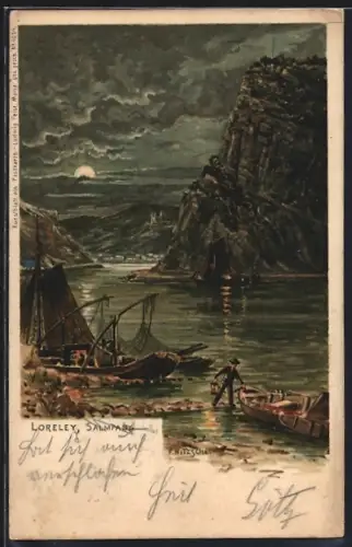 AK Loreley, Salmfang in der Nacht