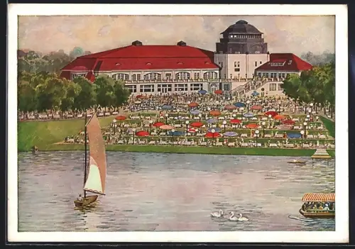 AK Leipzig, Totalansicht Haus Auensee