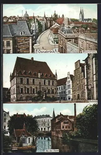 AK Osnabrück, Möserstrasse, Rathaus, An der Hase