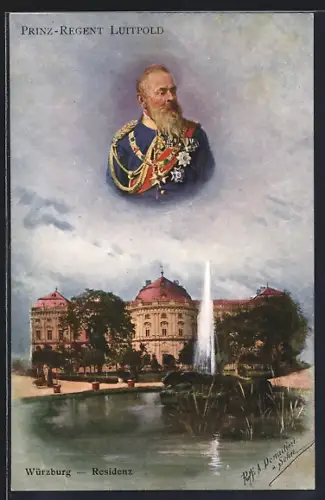 Künstler-AK Antonio Donadini: Prinzregent Luitpold, Residenz in Würzburg