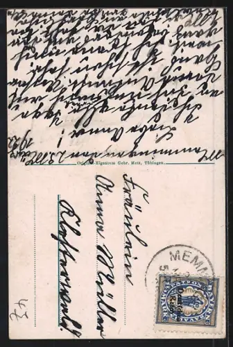 AK Memmingen, spiegelnder Mond wird im Zuber gefangen