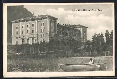 AK Annenheim a. Oss. See, Uferpartie mit Boot