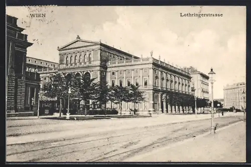 AK Wien, Lothringerstrasse mit Bäumen