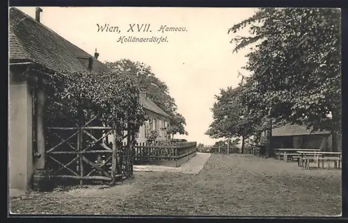 AK Wien-Hameau, Gasthaus v. Leopold Edelmüllner, Holländerdörfel