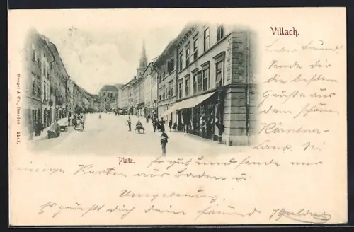 AK Villach, Platz mit Geschäften