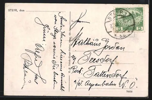 AK Steyr /O. Oe., Ehemaliges Löwengasthaus am Stadtplatz, Waffenfabriken, Kaiser Franz Josef-Artillerie-Kaserne