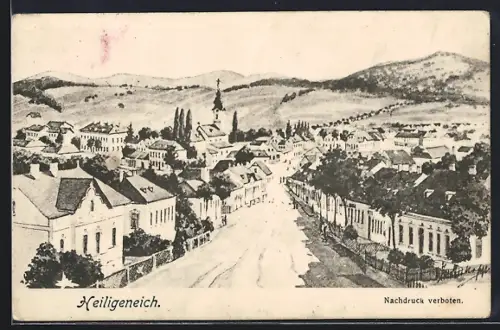 AK Atzenbrugg, Heiligeneich, Strassenpartie mit Blick zur Kirche
