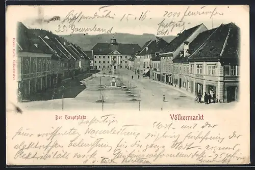 AK Völkermarkt, Hauptplatz mit Rathaus