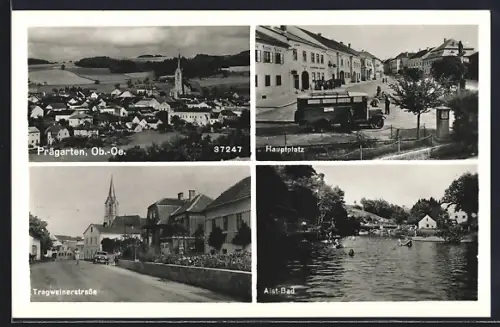 AK Pregarten, Platz, Tragweinerstrasse und Aistbad