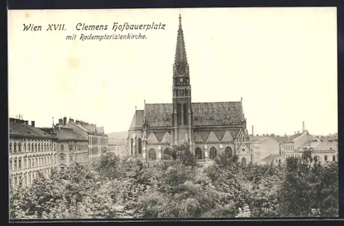 AK Wien, Clemens Hofbauerplatz mit Redemtoristenkirche