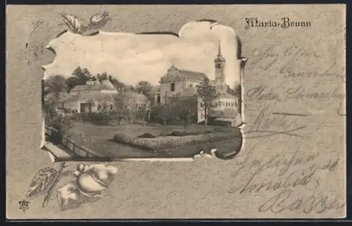 AK Hadersdorf-Weidlingau, Maria Brunn, Ansicht im Passepartout