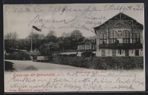 AK Wien-Neuwaldegg, Ansicht vom Gasthaus Rohrerhütte