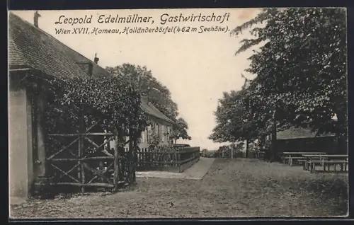 AK Wien XVII, Gastwirtschaft Leopold Edelmüllner, Hameau, Holländerdörfel