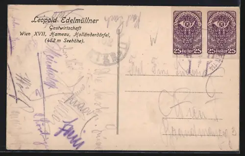 AK Wien XVII, Gastwirtschaft Leopold Edelmüllner, Hameau, Holländerdörfel