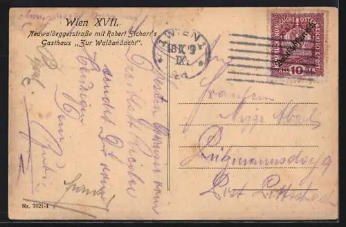 AK Wien, Neuwaldeggerstrasse mit Gasthaus Zur Waldandacht Robert Sichart
