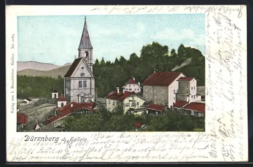 AK Dürrnberg b. Hallein, Ortspartie mit Kirche