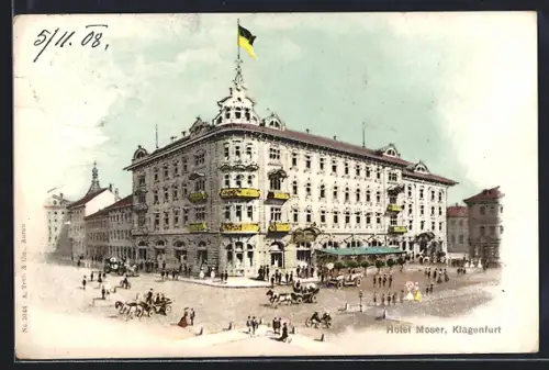 AK Klagenfurt, Strassenpartie mit Hotel Moser