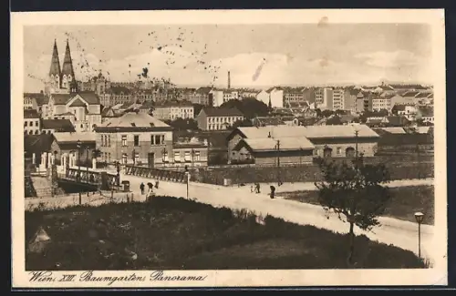 AK Wien XIII, Baumgarten mit Panorama