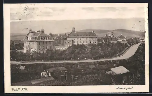 AK Wien, Rainerspital mit Strassenpartie