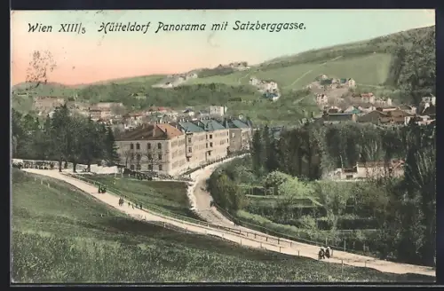 AK Wien, Hütteldorf, Panorama mit Satzberggasse