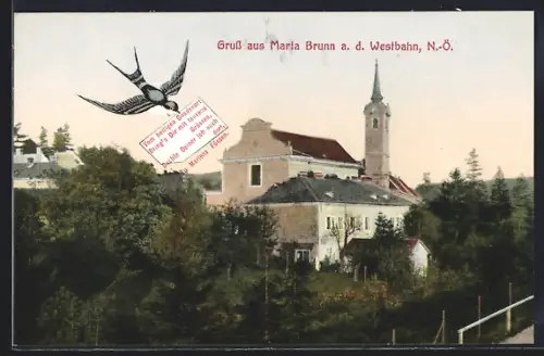 AK Maria Brunn a. d. Westbahn, Kirche mit Umgebung
