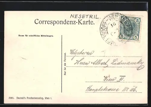 AK Maria-Brunn, Ortspartie mit Wallfahrtskirche