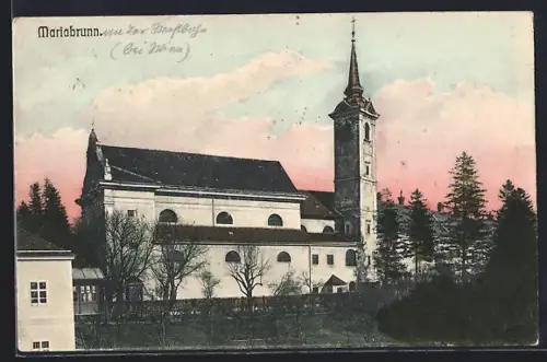 AK Mariabrunn, Die Wallfahrtskirche mit Gartenanlage