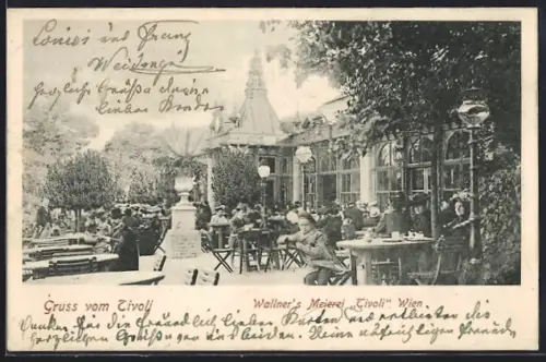 AK Wien, Wallner`s Meierei Tivoli, Restaurant mit Gästen