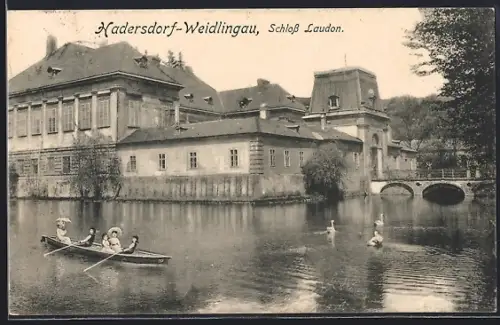 AK Wien, Hadersdorf-Weidlingau, Flusspartie am Schloss Laudon